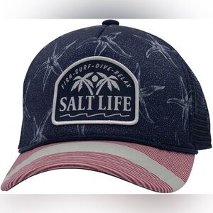 Salt Life Salty Honor Trucker Hat Americana Nautical Youth OS Blue